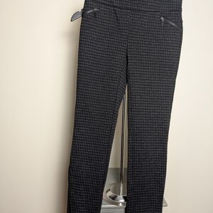 Adrienne Vittadini Black Houndstooth Straight Leg Pants